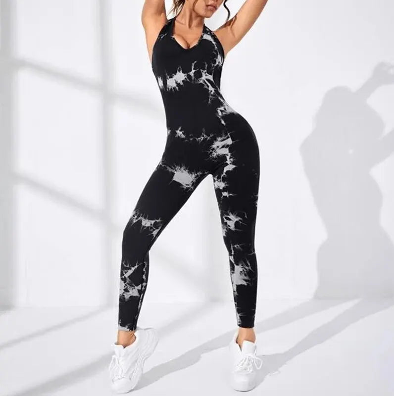 Women's Backless Sling Fitness Sports Playsuit Sleeveless Slim Activewear All In One Jumpsuit