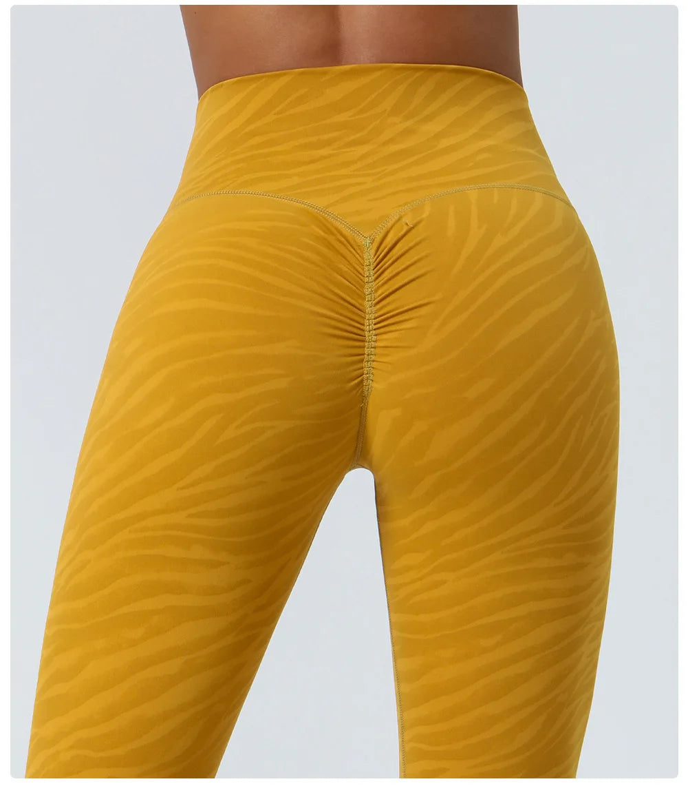 Women's High Waist Yoga Pants Buttery Soft Zebra Stripe Printed Sports Leggings Breathable Workout Running Tights Sportswear