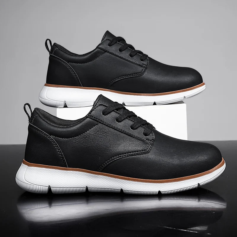Men's Casual Leather Lace-up Flat British Comfortable Shoes