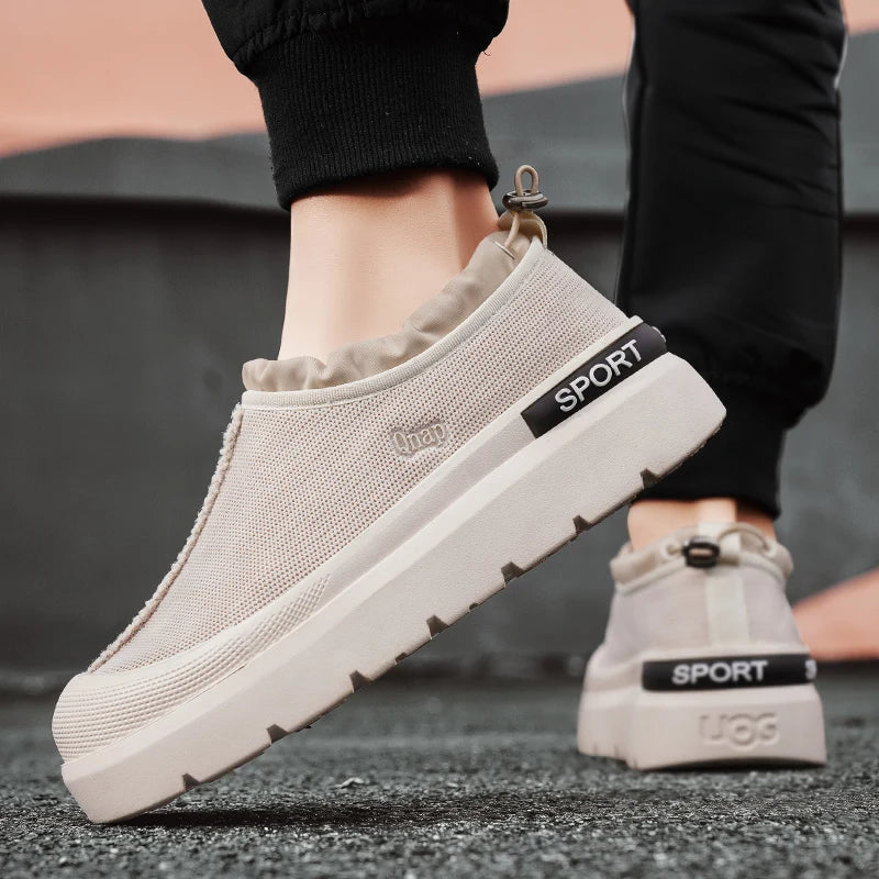 Men's Platform Vulcanized Slip-On Sneakers - Comfortable Running Tennis Shoes