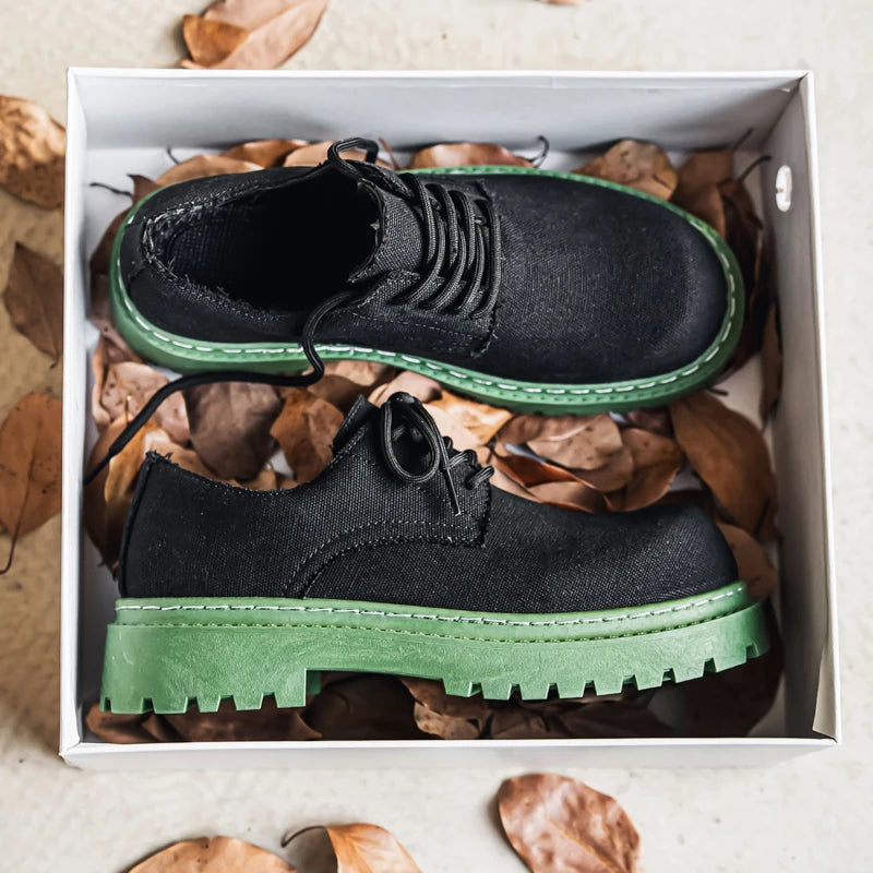 Men's Platform Denim Lace-up  Derby Shoes