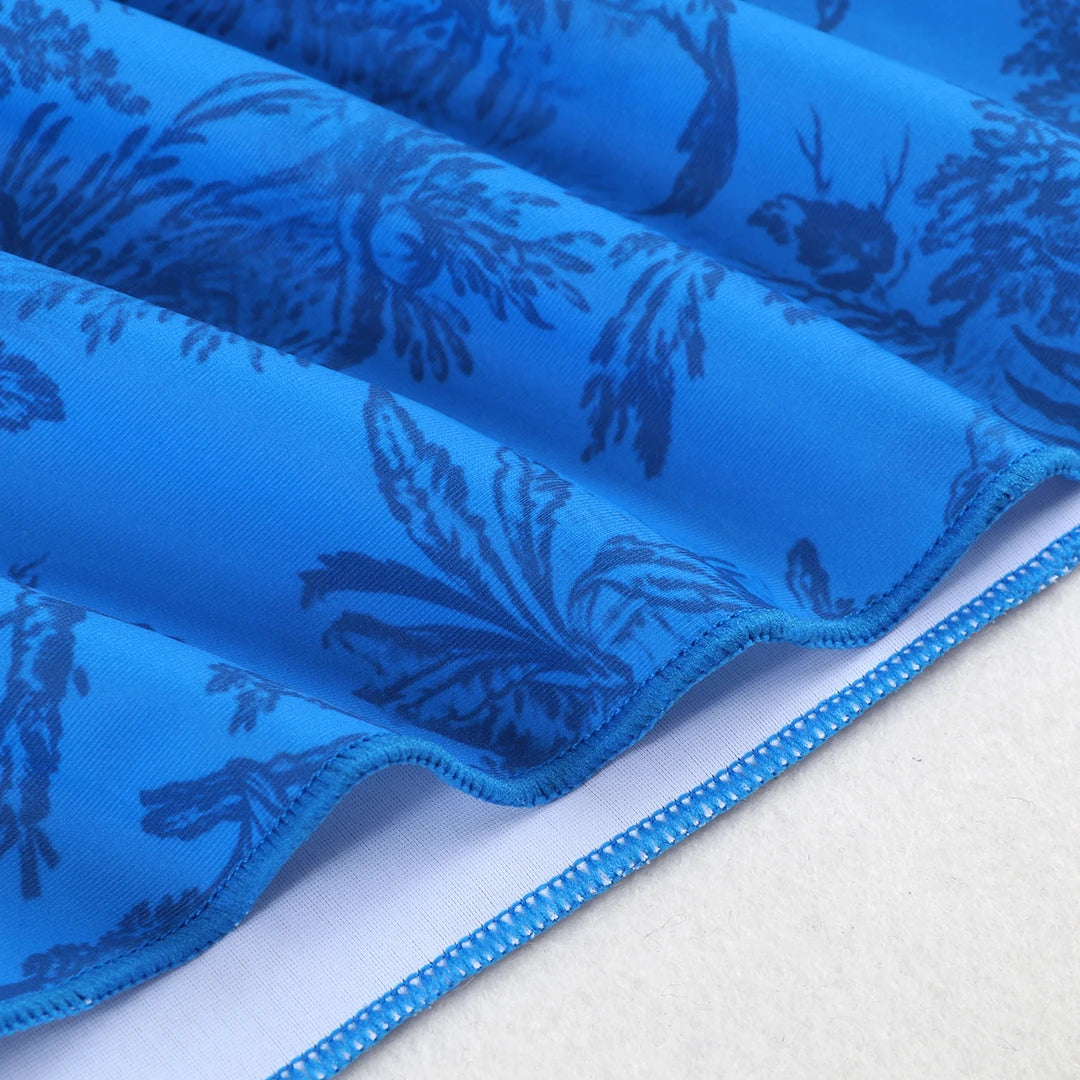 Women's Printed Strapless Bra Top & A-Line Maxi Skirt Three-Piece Beach Set