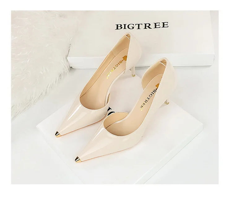 Patent Leather Metal Tip Pumps - Available in 7cm and 10.5cm Heel Heights