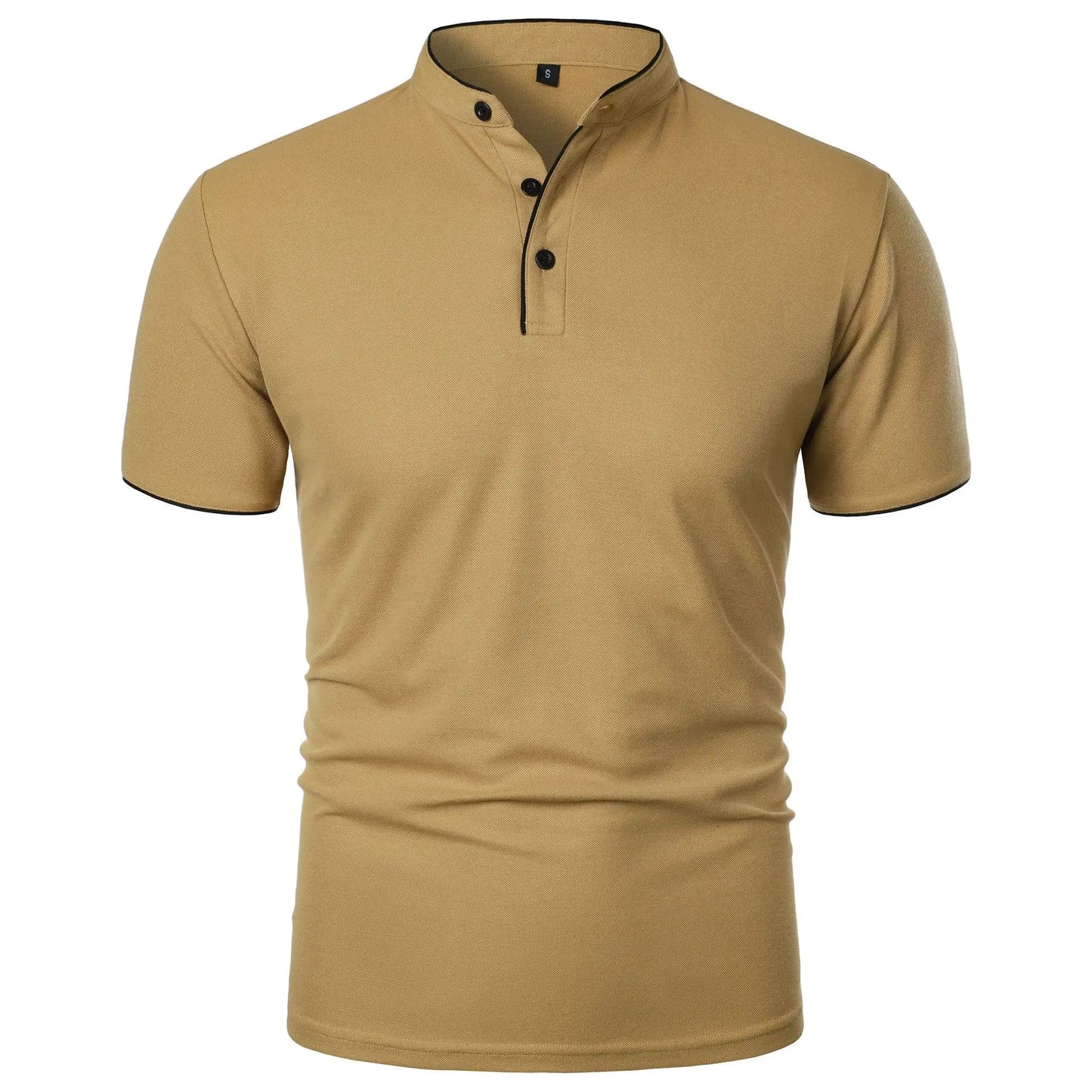 Men's Summer Short Sleeve Stand Collar Smart Casual Slim Fit Lightweight T-Shirt