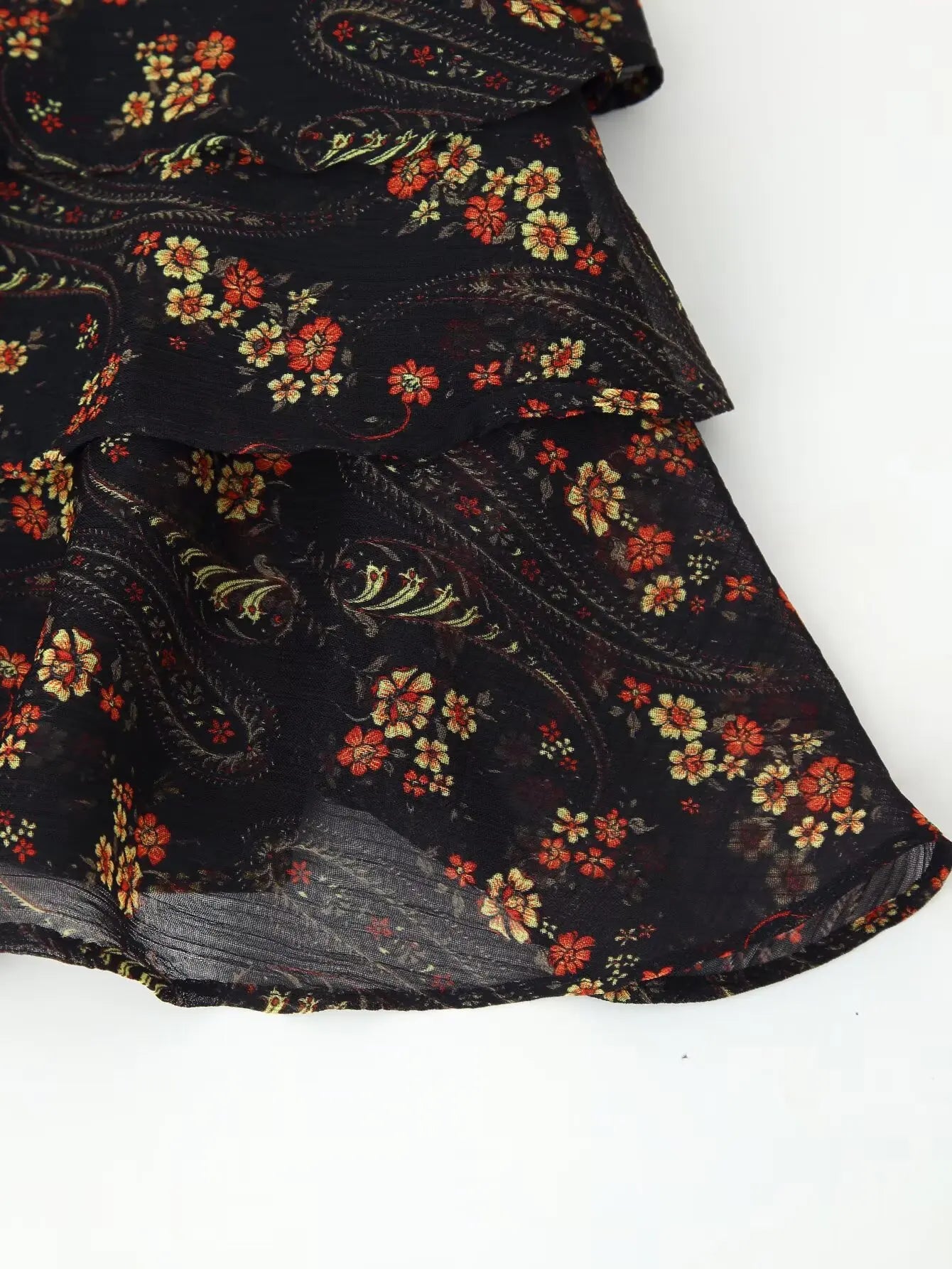 Floral Print High Neck Mini Dress - Long Sleeve Spring Autumn Dress