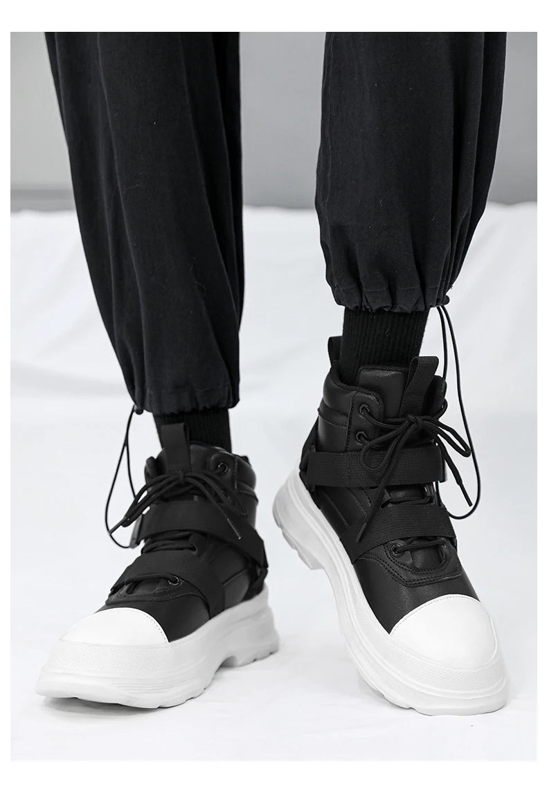 Men's High-Top Platform Sneakers - Casual Ankle Boots