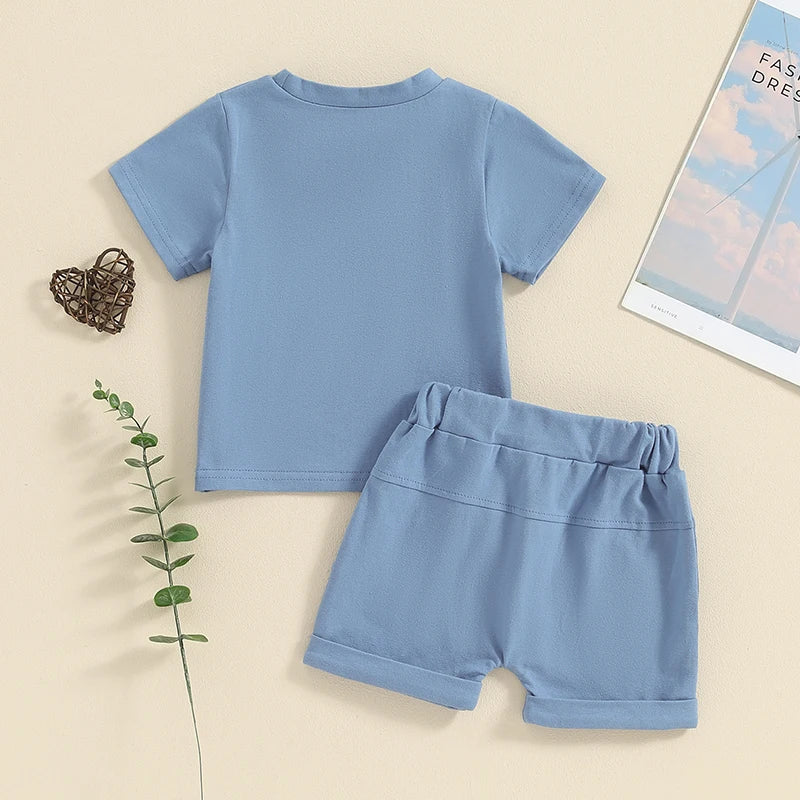 Summer Baby Boys Casual Letter Print Outfit Set - 2-Piece T-Shirt & Shorts (0-3Y)