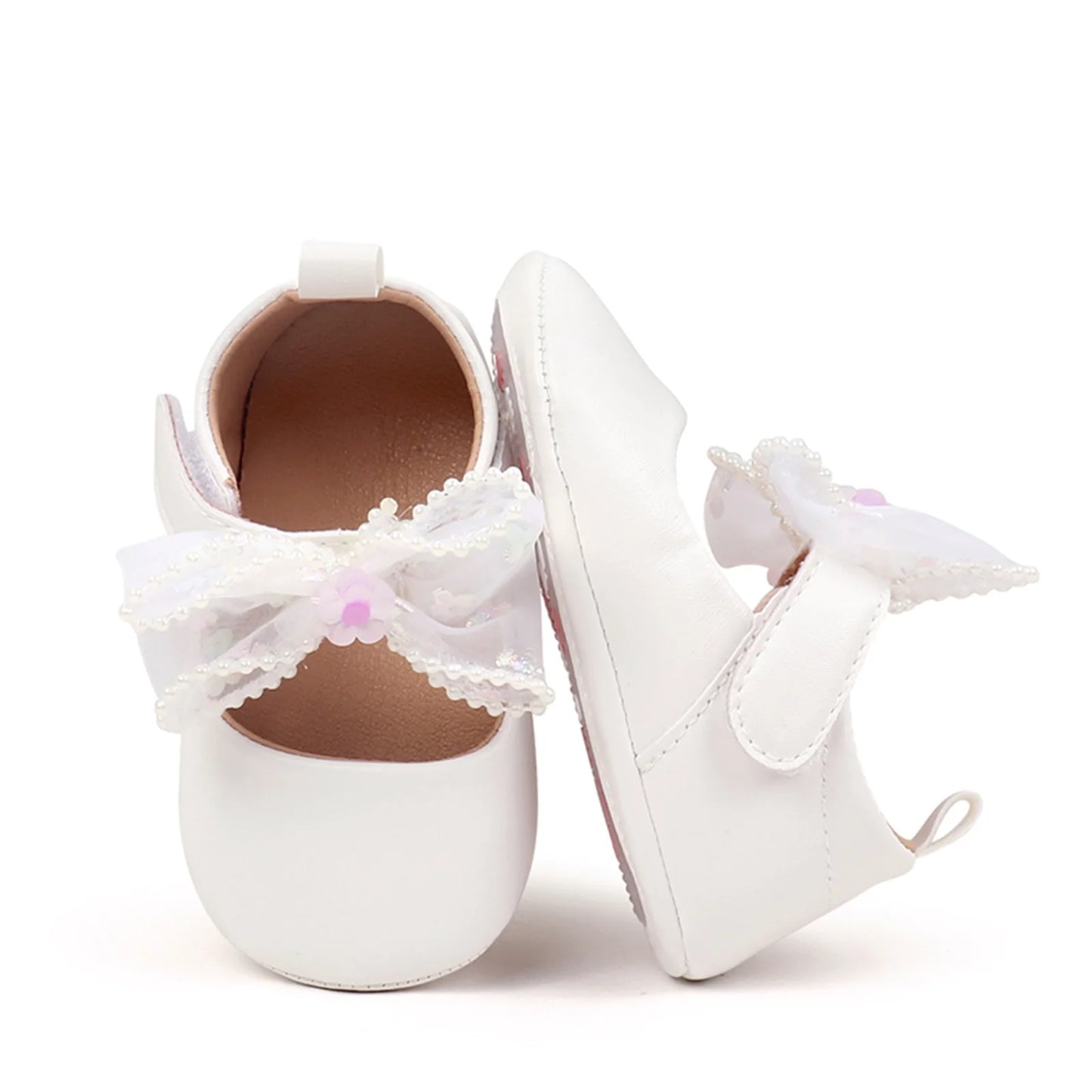Baby Girls Mary Jane Shoes - Princess Bow Design First Walking Shoes