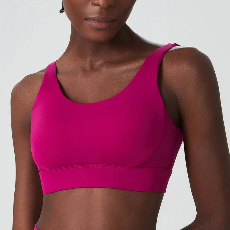 Women's Fitness Sports Bra | Nylon Lycra | Back Buckle | Fixed Chest Pads | Anti-Friction | 5 Colours | S–XL