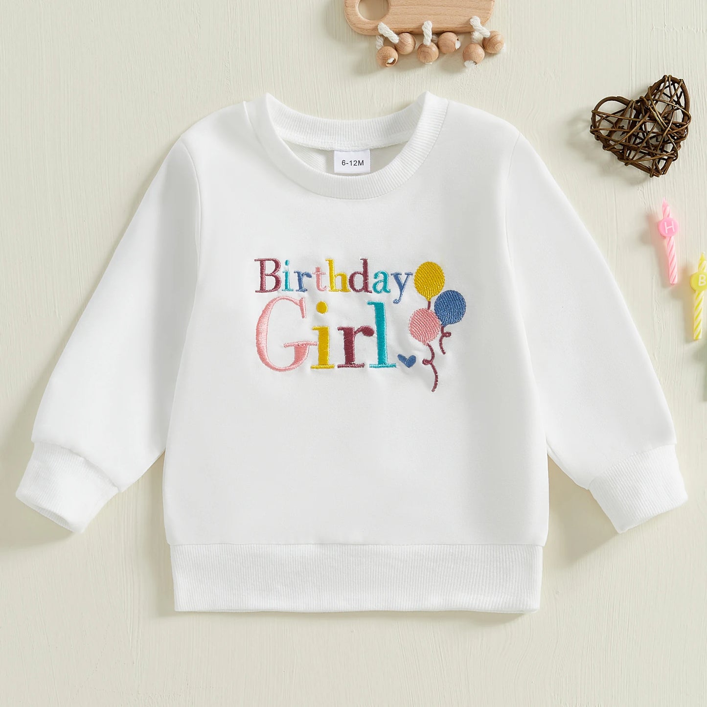 0-4Y  Kids Girls Boys Birthday Sweatshirt T- Shirt Letter Embroidery Long Sleeve Pullover Autumn Top