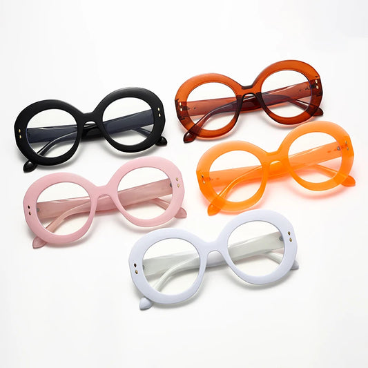 Vintage Oval Fashion Glasses Frame - Women's Retro Anti-Blue Light Eyewear Optical Frames