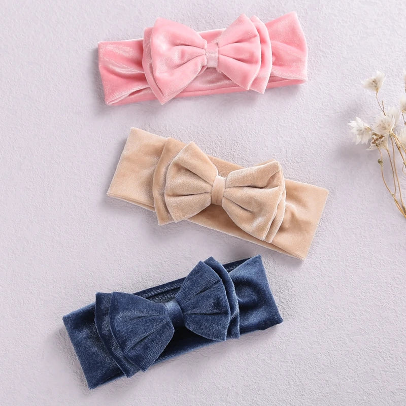 Toddler Baby Girls Bow Headbands Soft Stretchy Velvet Hairbands Hair Accessories