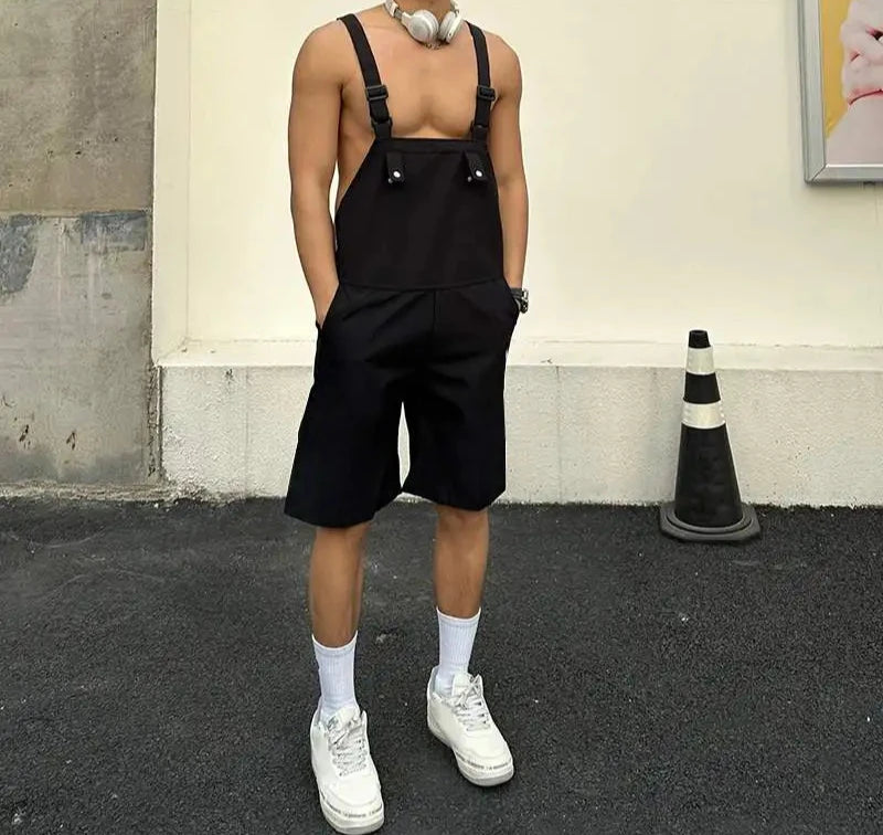 Men's Sleeveless Suspender Overalls Shorts