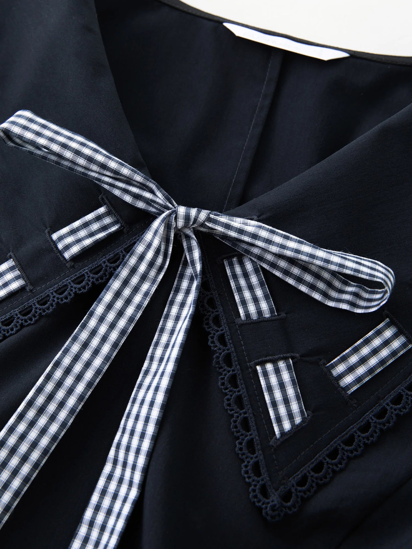 Plus Size College Style Navy Collar Ribbon Dress