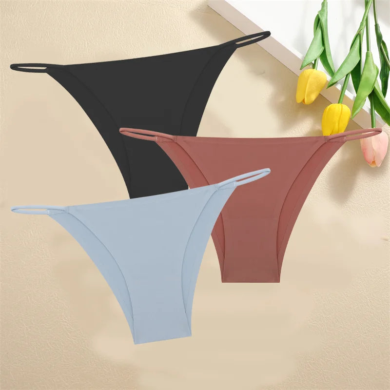 3-Pack Seamless Low Waist Bikini Briefs - Comfortable Stretch Underwear