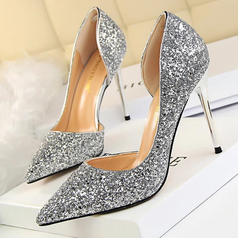 Women's Sequin Stiletto High Heels Shoes