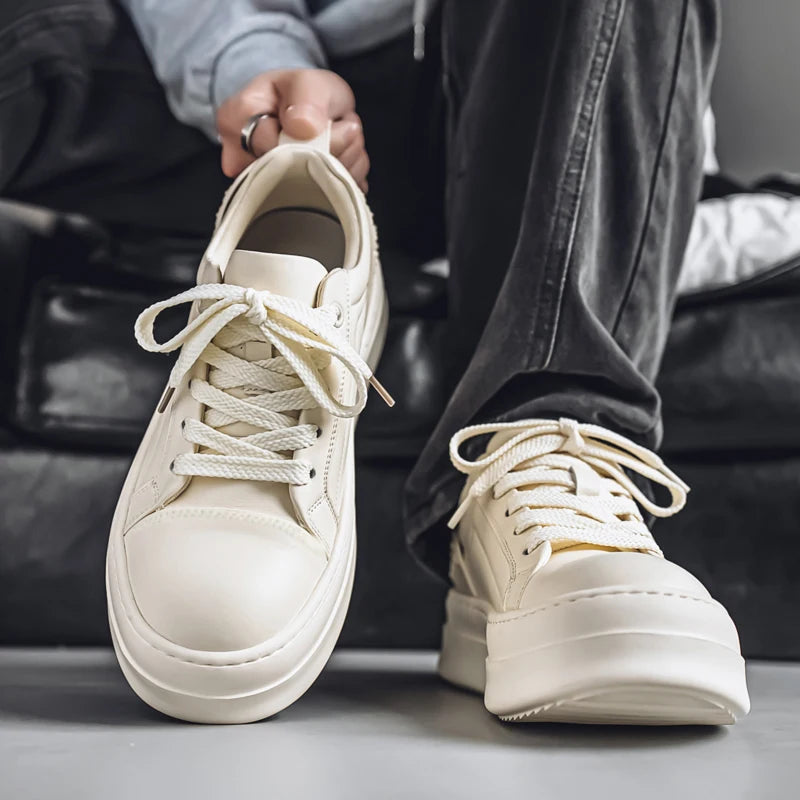 Men's Casual Leather Skateboard Vulcanized Tennis Sports Shoes Sneakers