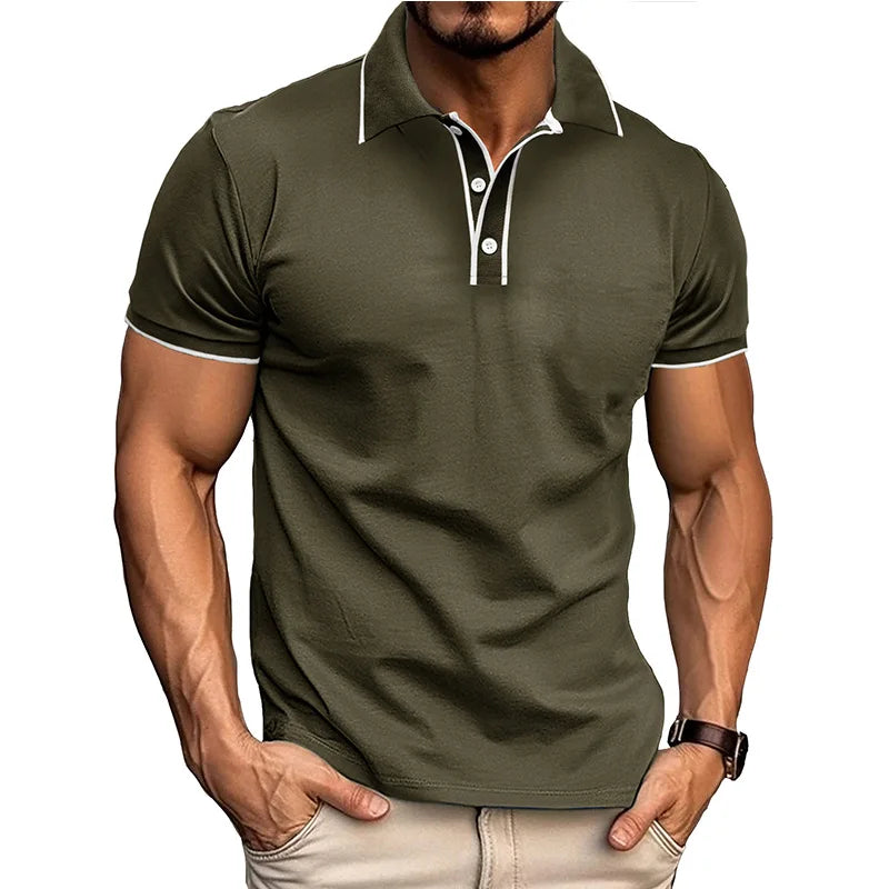 Men's Summer Smart Casual  Turn Down Collar Short Sleeve Polo Shirt