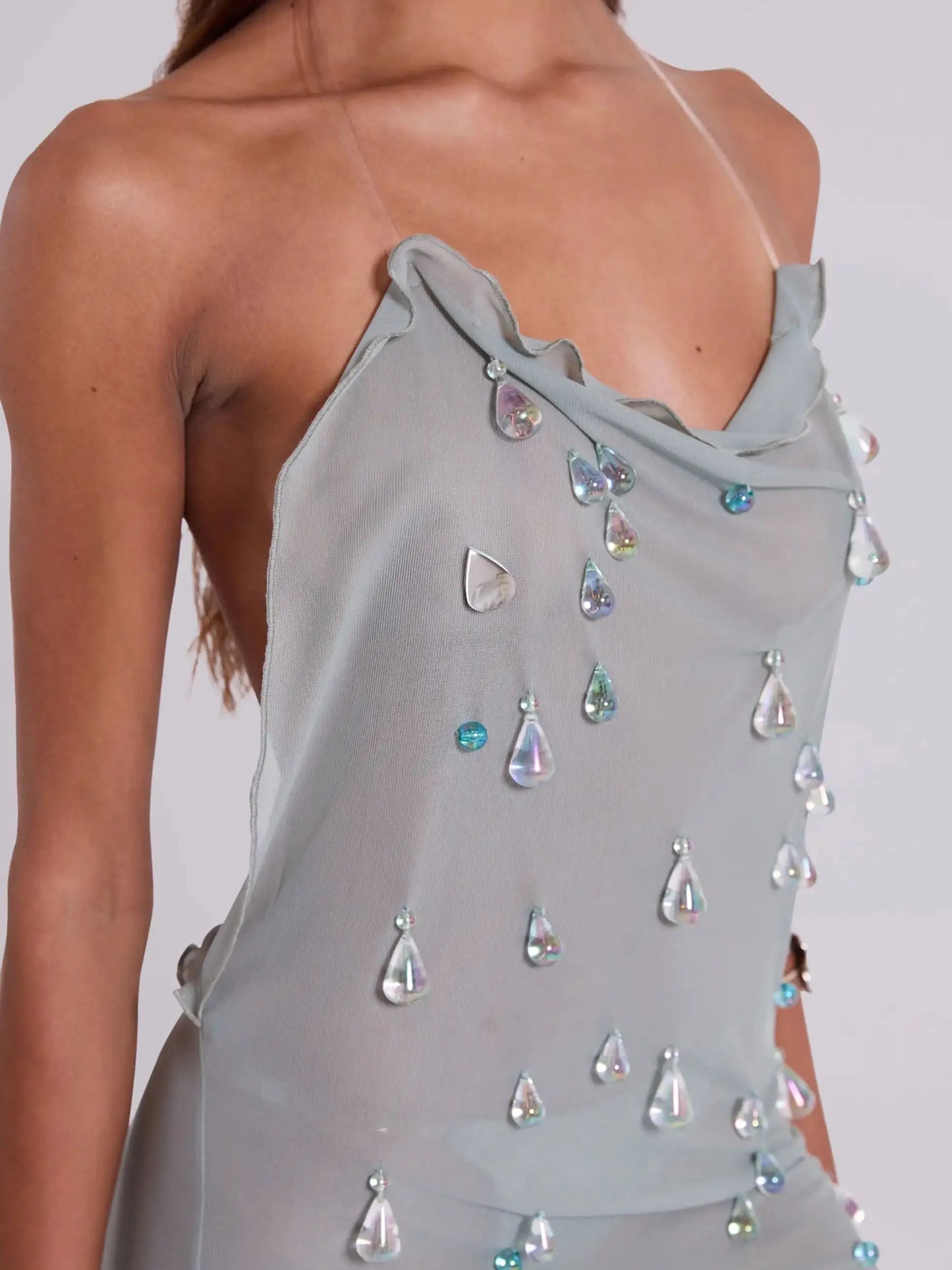 Droplet Bandage Mini Dress - Deep V Beach Cover-Up