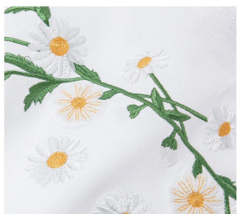 Men's Guochao short-sleeved Butterfly Embroidery Round Neck Cotton T-Shirt