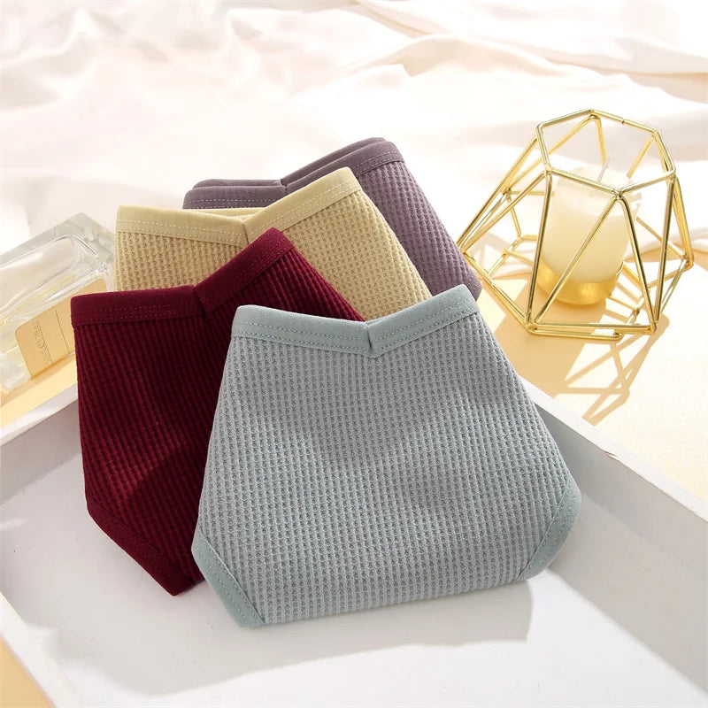 Women's Cotton Brazilian Panties 3-Piece Set - Waffle Style Underwear