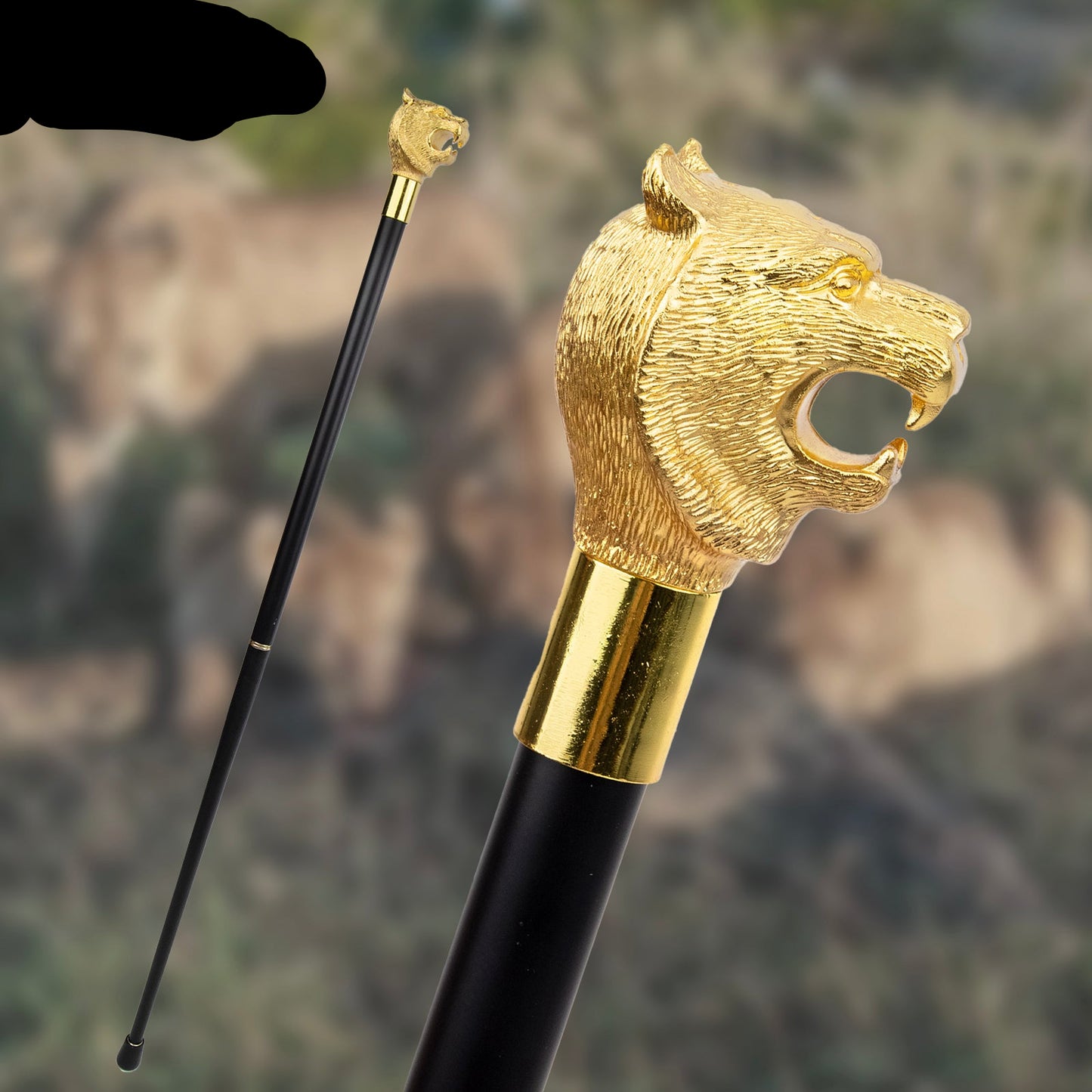 Gold Luxury Tiger Head Handle Fashion Walking Stick for Party Decorative Walking Cane Elegant Crosier Knob Walking Stick 93cm