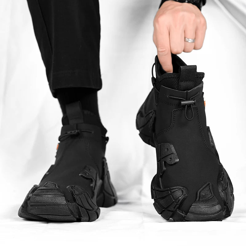 High-Top Platform Sneakers - Men's Slip-On Ankle Boots