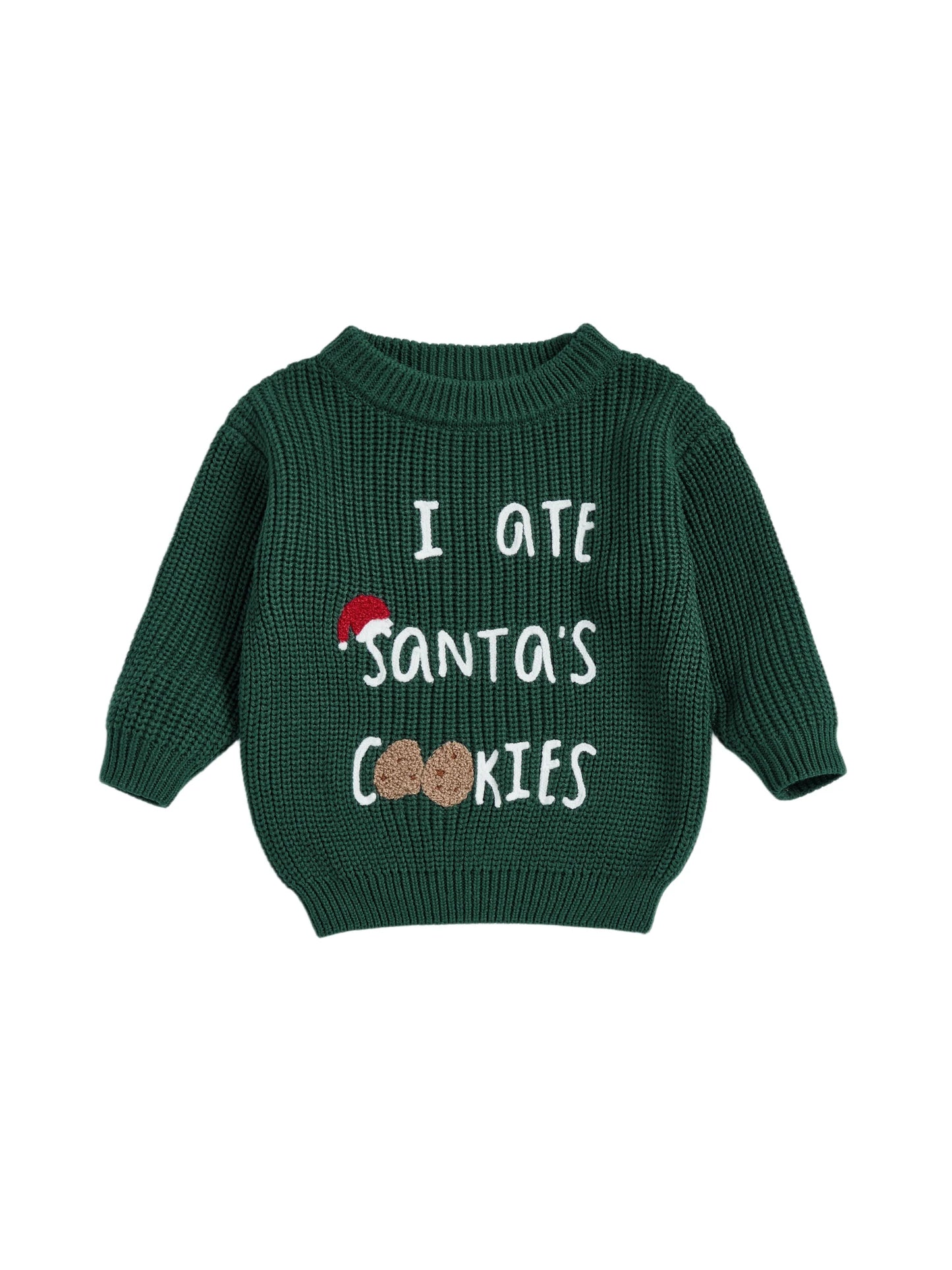 Baby Christmas Sweater - Letter Embroidery Round Neck Pullover Knitwear