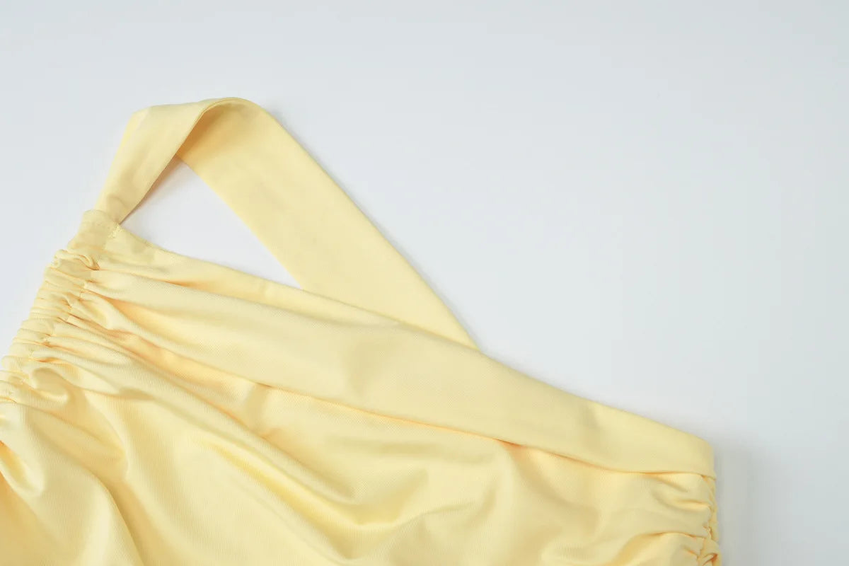 Women's Asymmetrical Bodycon Mini Dress - Ruched Mesh Patchwork Dress