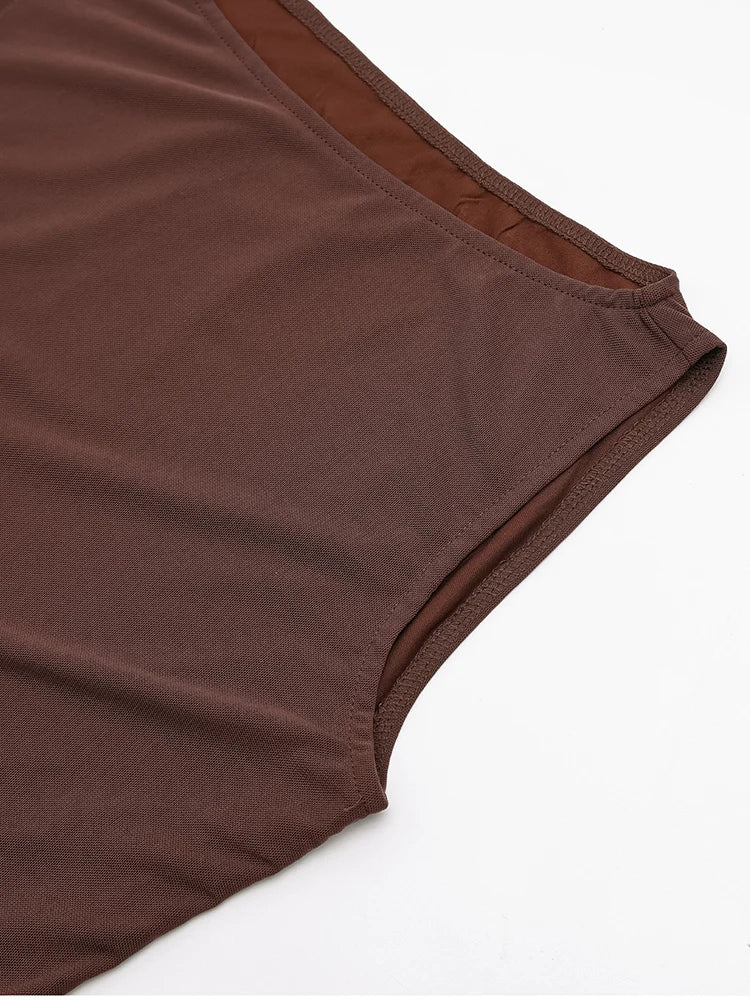 Women's Sleeveless Mesh Maxi Dress - Double Layer Bodycon Party Dress