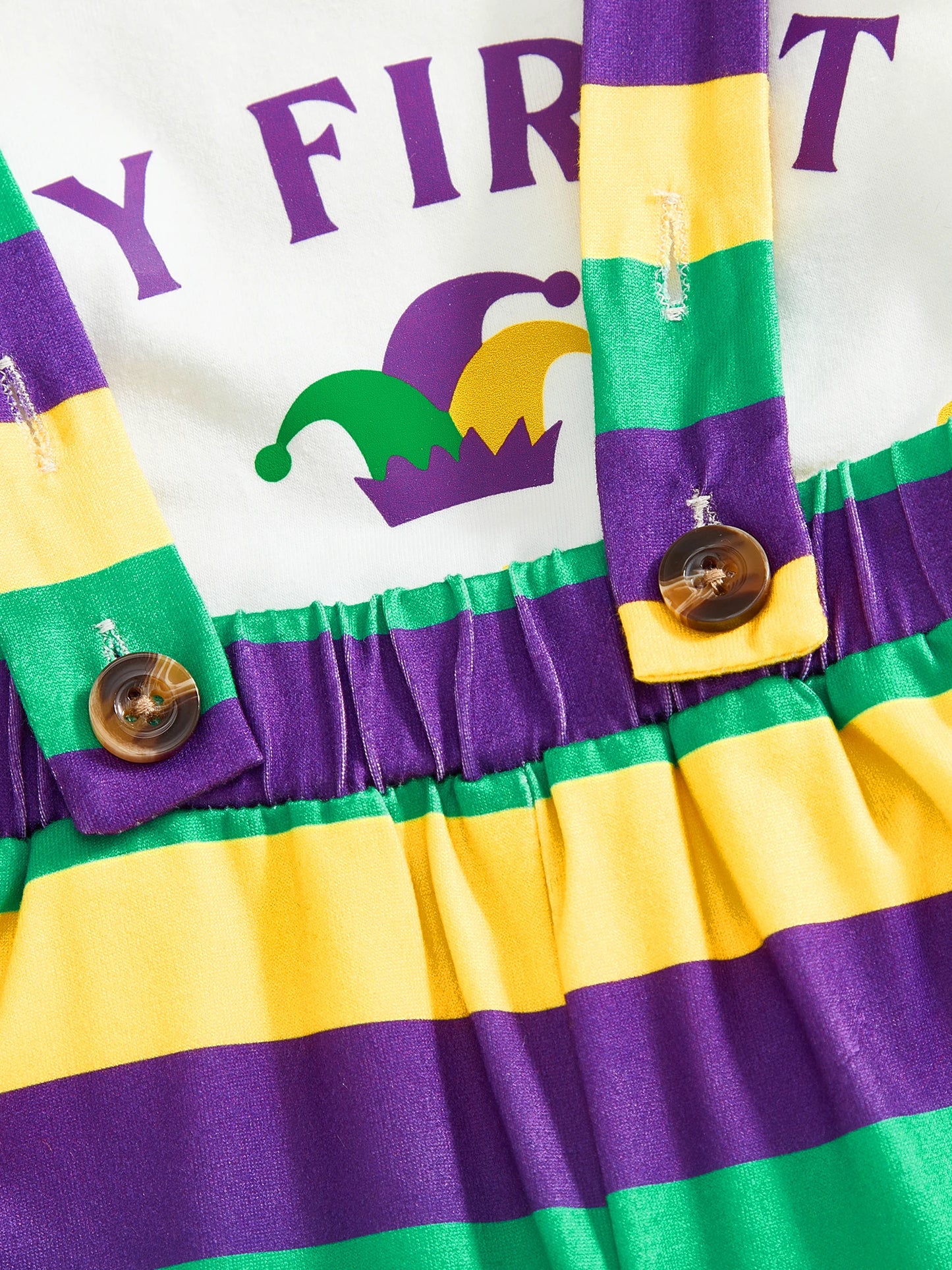 Newborn Baby Boys Outfit Set - Letter Print Striped Romper with Suspender Pants & Cap 0-12M