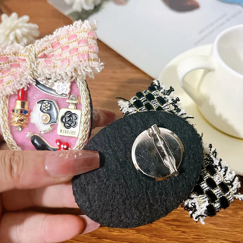 Handmade Fabric Bow Brooch Pin - Elegant Badge