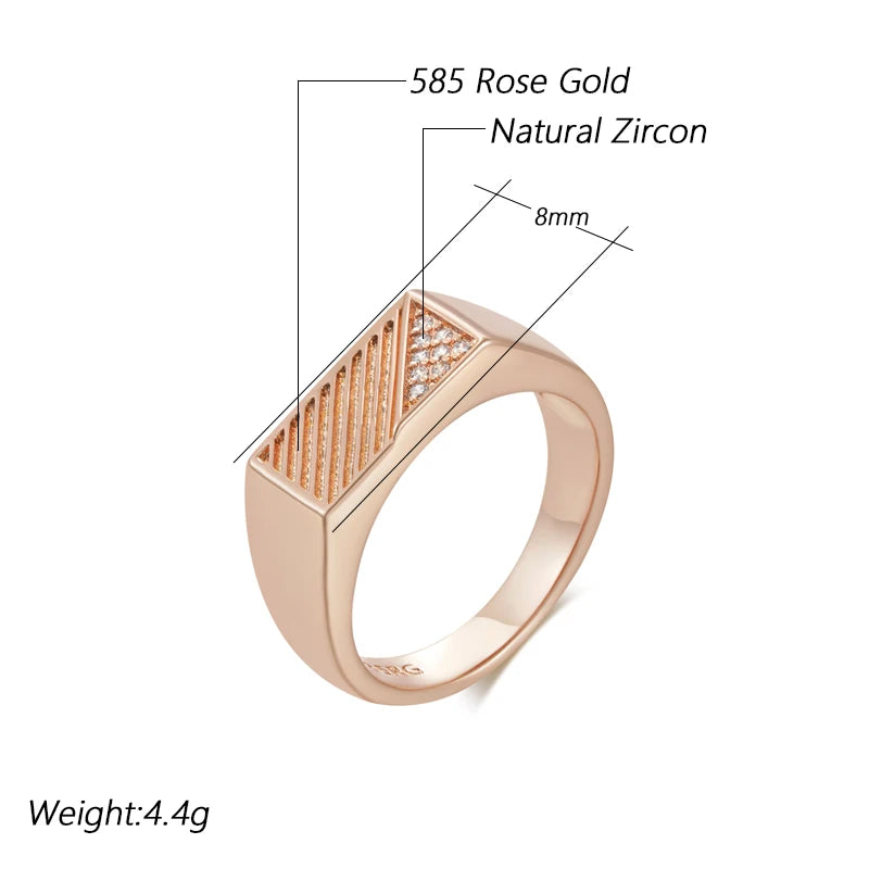 Unisex Square 585 Rose Gold Colour Natural Zircon Ring
