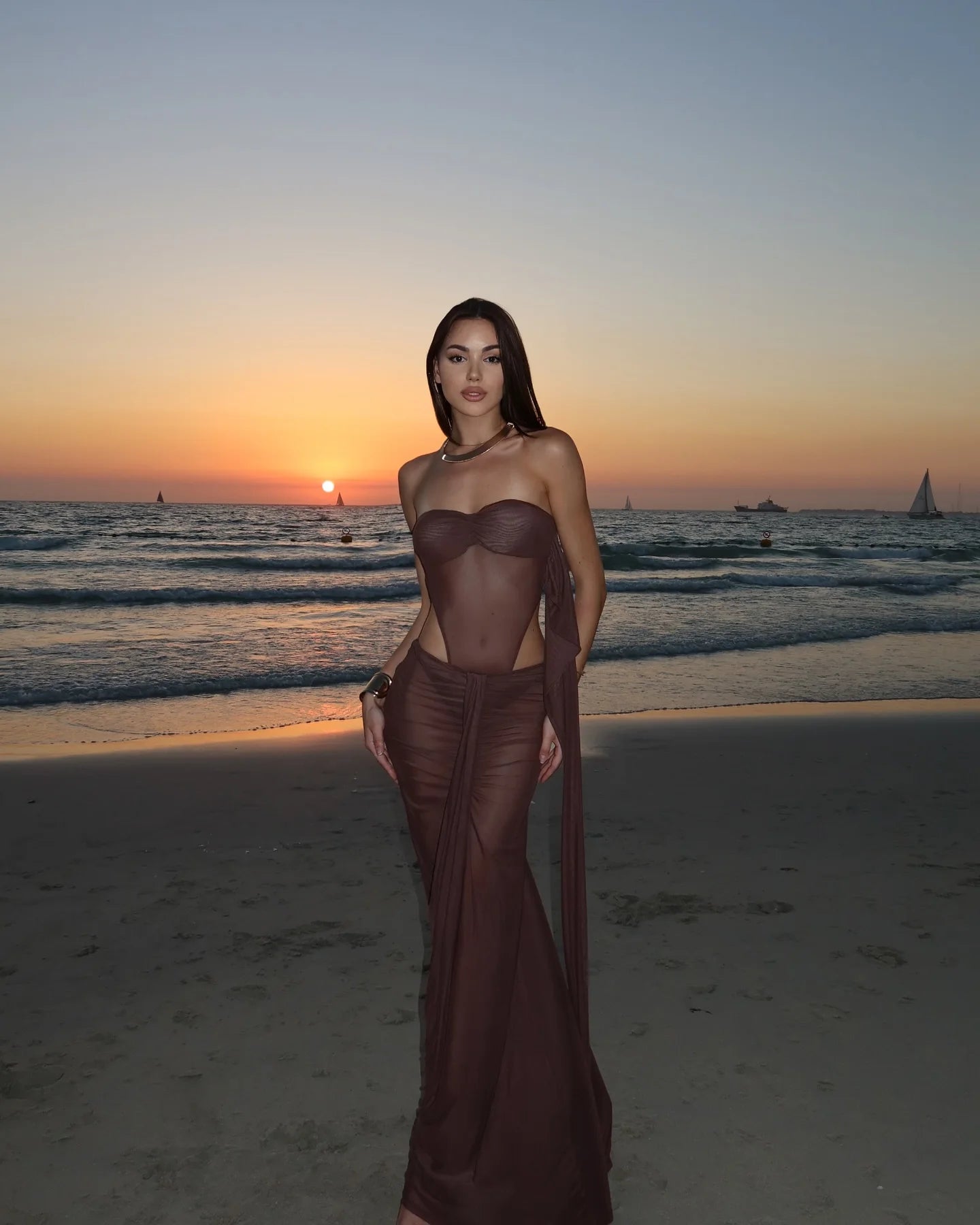 Bandage One-Piece Swimsuit with Skirt - Bodysuit Monokini