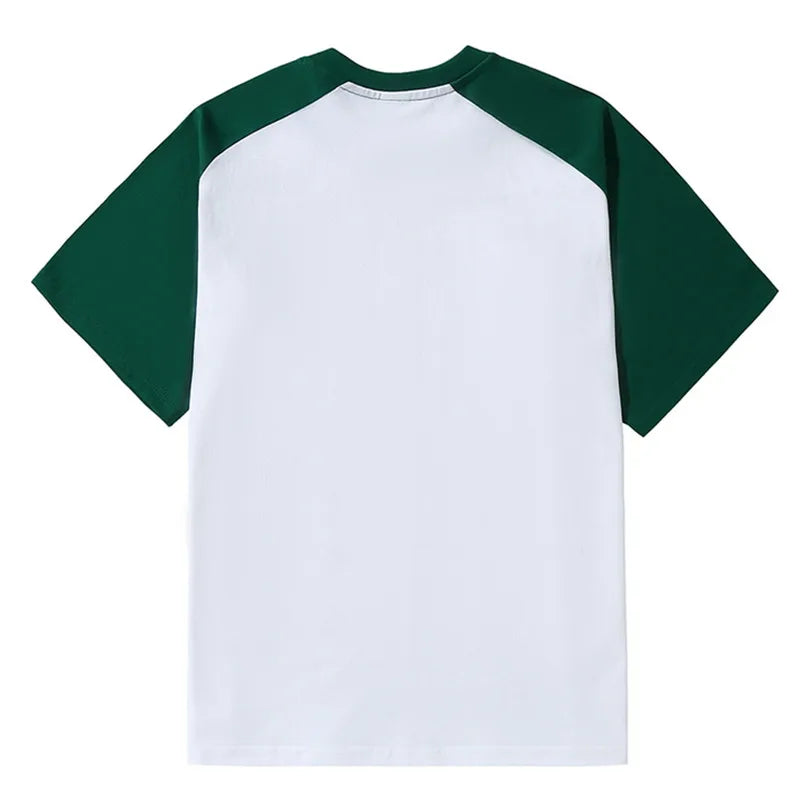 Summer Short Sleeve Patchwork Cotton O-Neck T-Shirt for Men