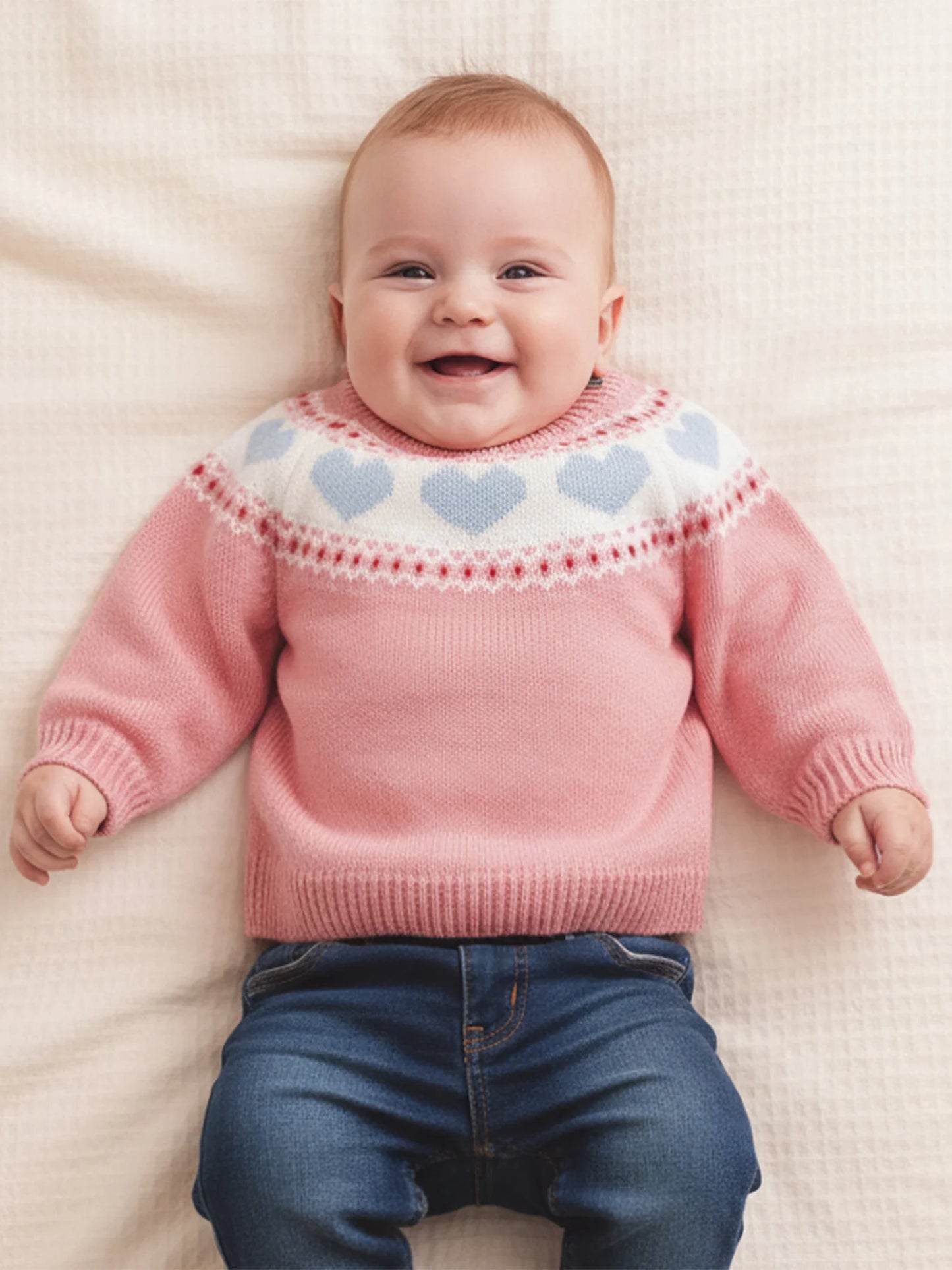 Valentine's Day Heart Pattern Sweater - Toddler & Kids Crewneck Pullover