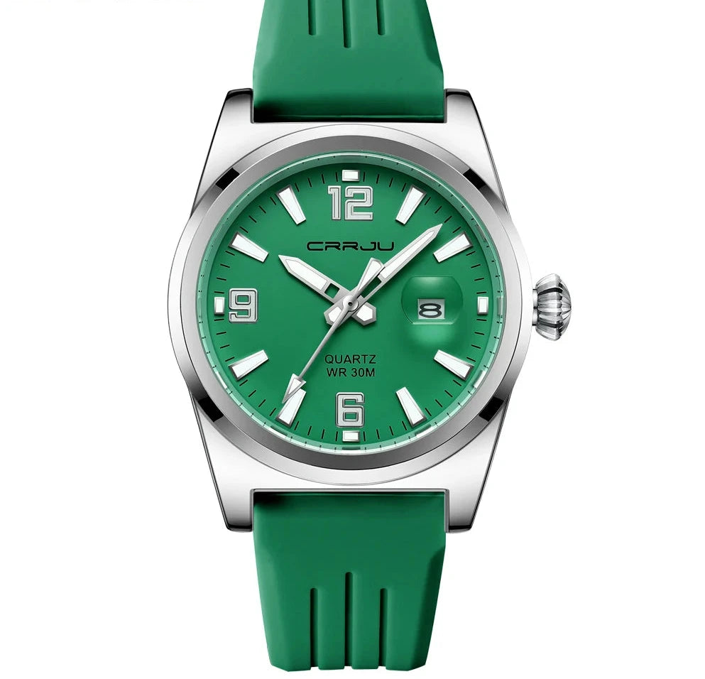 Casual Quartz Wristwatch - Waterproof Sport Watch with Silicone Strap & Luminous Display