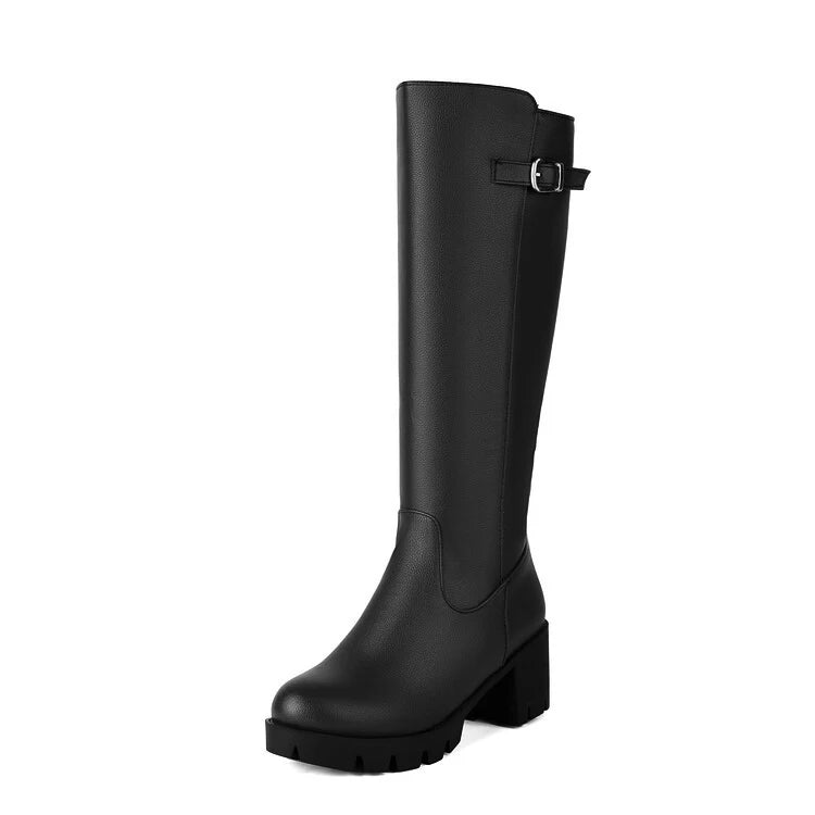 Faux Suede Ankle Boots - 5cm Flat Heel with Belt Buckle Detail