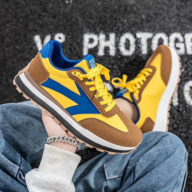 Men's Casual Sneakers Breathable Running Sport Shoes Tennis Sneakers Lace Up Platform Trainers Shoes