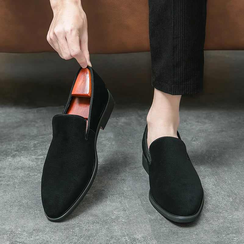 Men's Suede Leather Slip-On Loafers - Business Boat Shoes