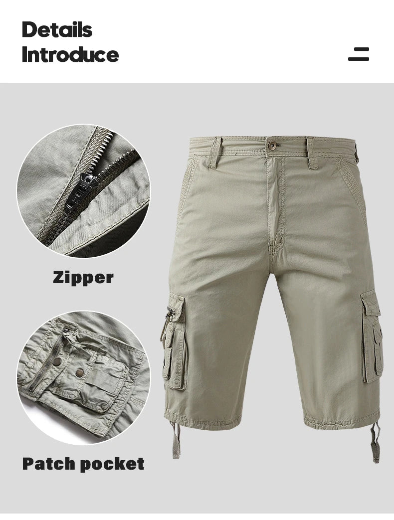 Men's Summer Cargo Cotton Multi Pocket Causal Shorts