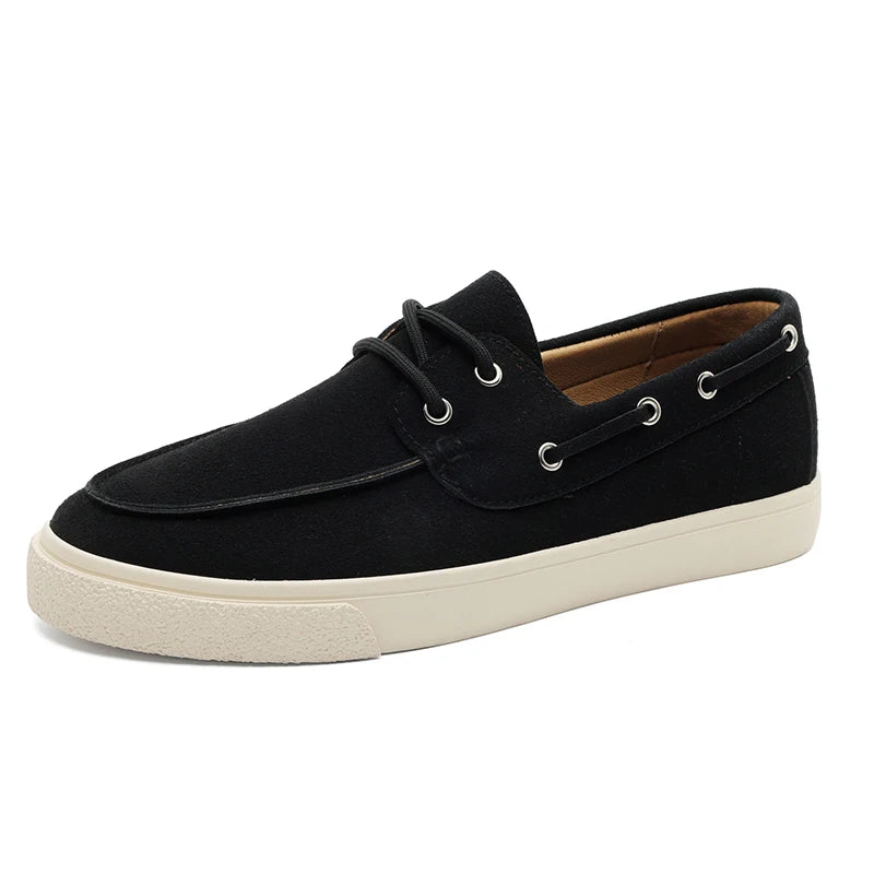 Slip-On Leather Sneakers - Men's Breathable Skateboard & Tennis Loafers