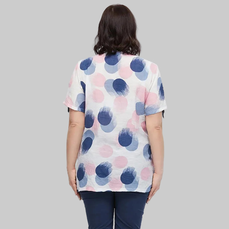 Women's Oversized Fake Two-Piece Print Shirt Blouse