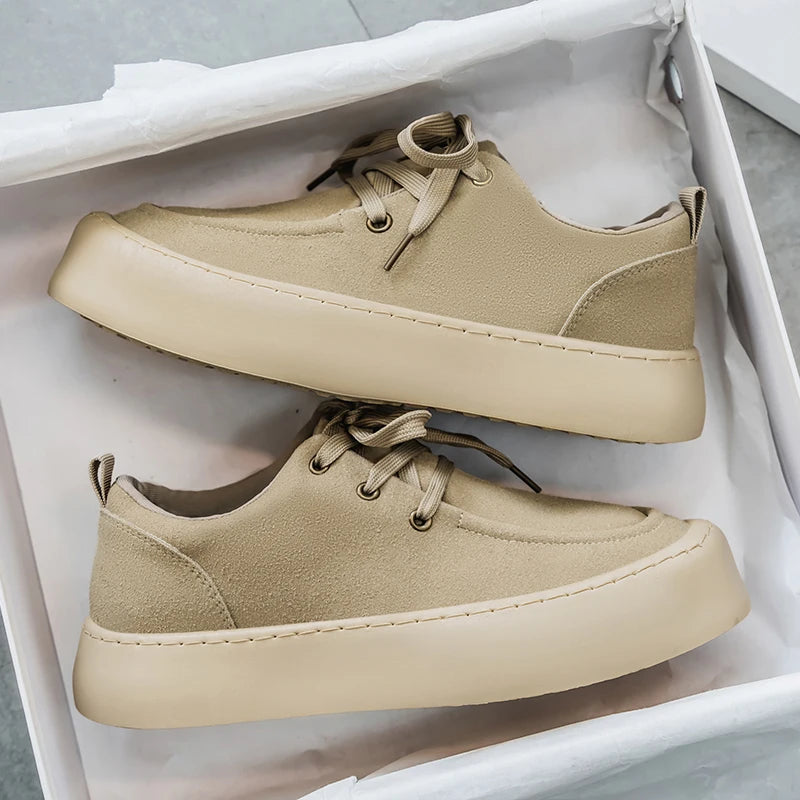 Men's Platform Suede Shoes Lace Up Shoes