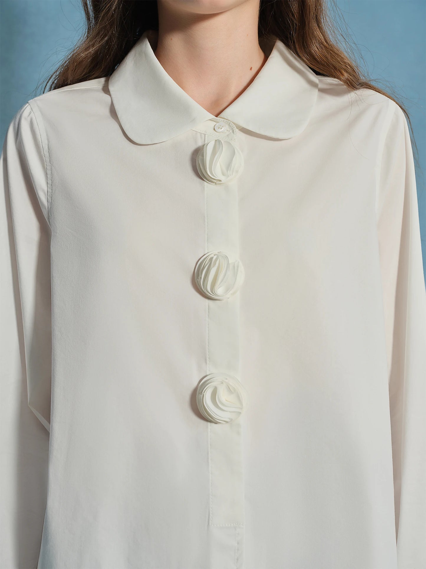 Plus Size Petal Design Shirt - French-Inspired Commuter Blouse