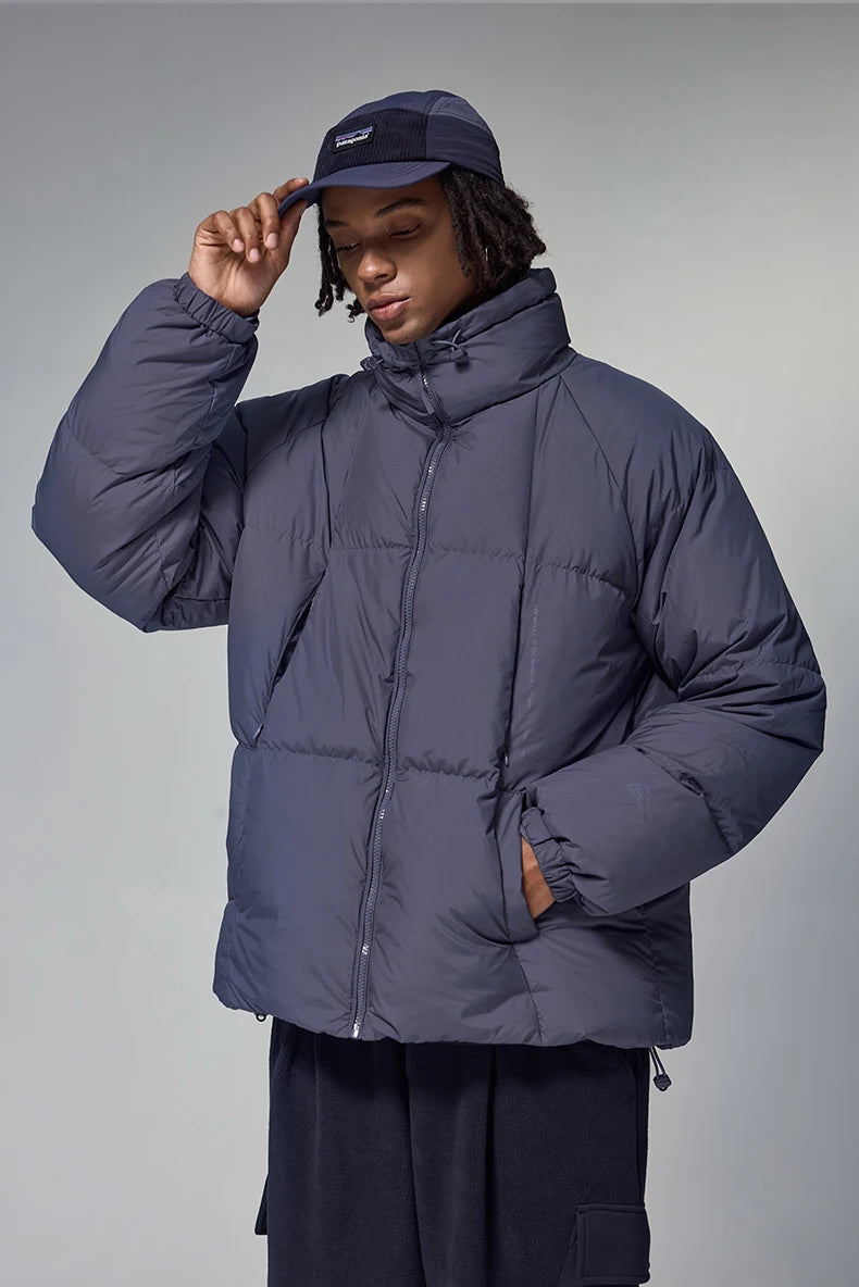 Minimalist Down Jacket Unisex - 90% Down Fill High Collar Winter Outerwear
