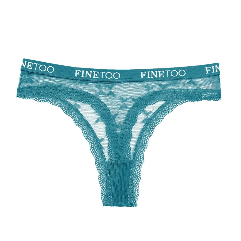 Women's Lace Low-Rise Thongs Letter Waist Transparent G-String Seamless Lingerie Hollow Out Perspective T-Back