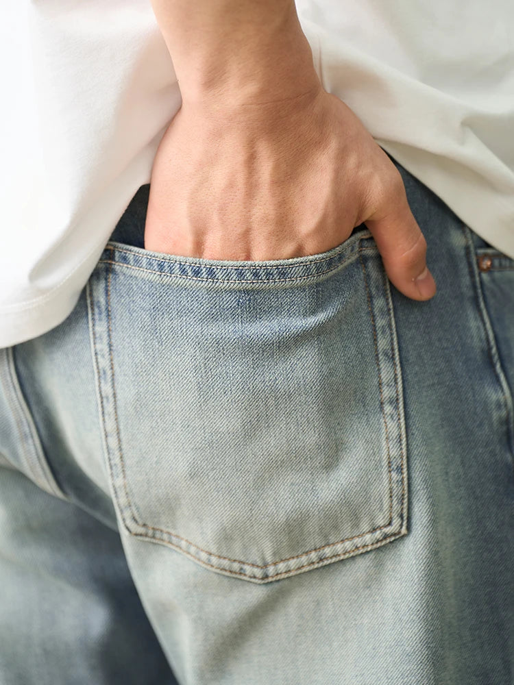 Men's Stretch Denim Jeans - 11oz Elastic Lycra Loose Straight Plus Size