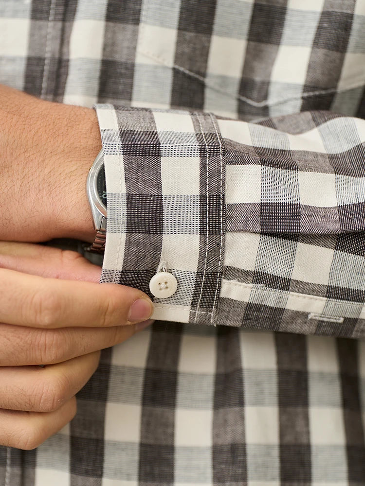 Oversized Linen Cotton Plaid Shirt - Casual Relaxed Fit