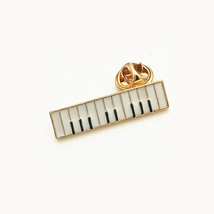 Music Notation Enamel Brooch - Violin Guitar Piano Beaded Flower Pin